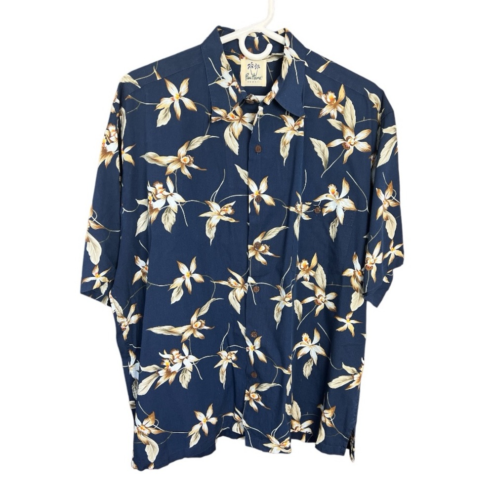 Pau Hana by Tori Richard Hawaiian Orchid Tropical Camp Shirt XL
